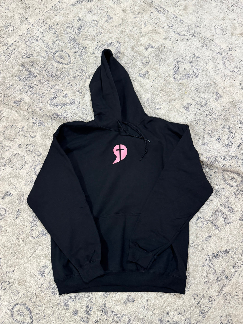 Signature Logo Hooded Sweatshirt -Black/Pink