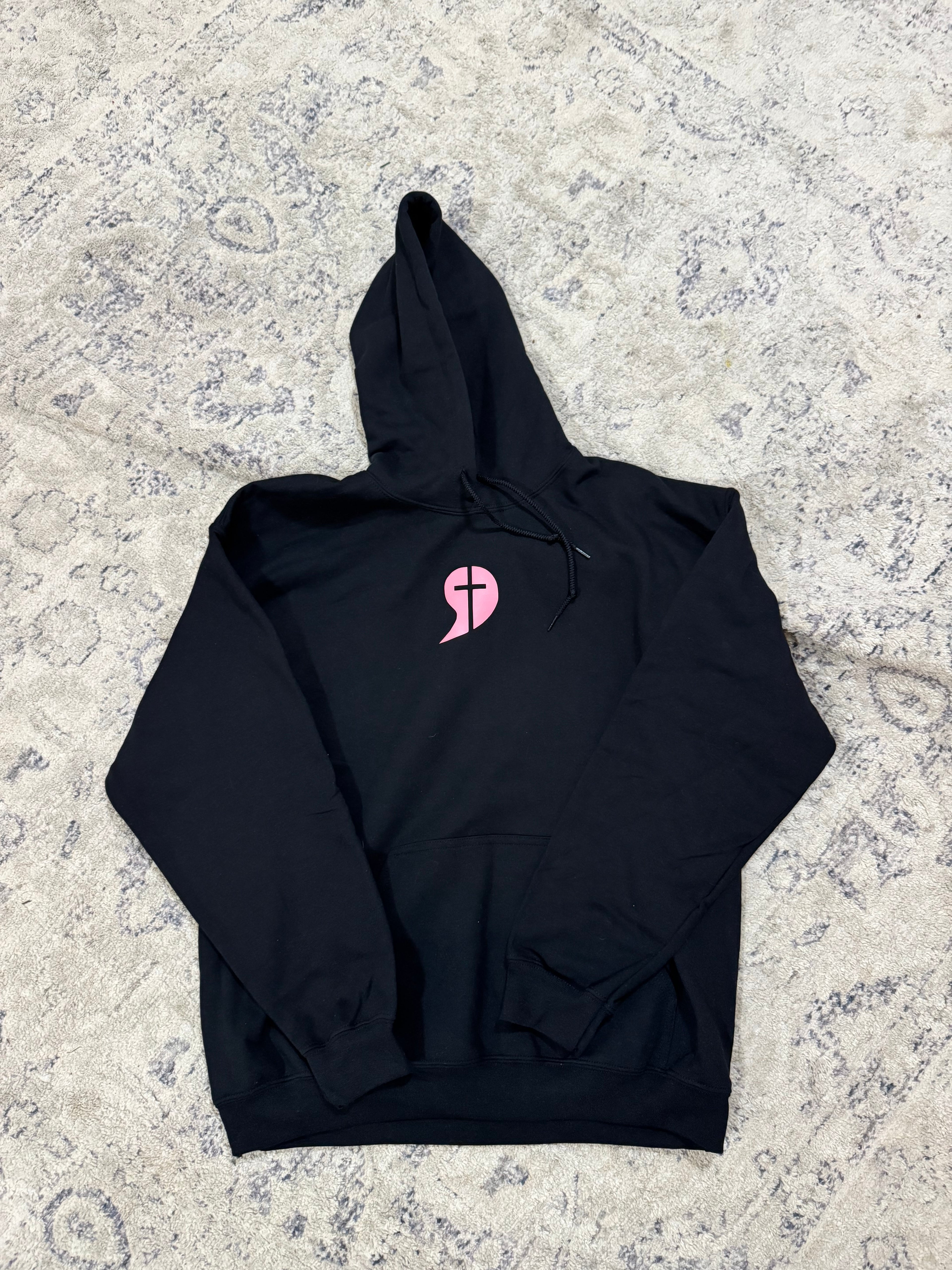 Signature Logo Hooded Sweatshirt -Black/Pink