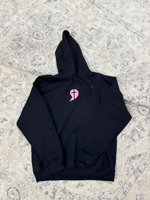 Signature Logo Hooded Sweatshirt -Black/Pink